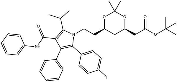 L-1: (4R-CIS)-6-[2-[2-(4-氟苯基)-5-(1-异丙基)-3-苯基-4-[(苯胺)羰基]-1H-吡 咯-1-基]乙基]-2,2-二甲基-1, 3-二氧六环-4-乙酸叔丁酯