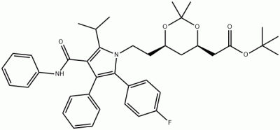 L-1: (4R-CIS)-6-[2-[2-(4-氟苯基)-5-(1-异丙基)-3-苯基-4-[(苯胺)羰基]-1H-吡 咯-1-基]乙基]-2,2-二甲基-1, 3-二氧六环-4-乙酸叔丁酯